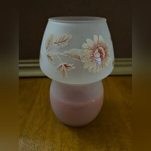 Laura Ashley Libby Pink Frosted Candle & Holder 6.5" Tall